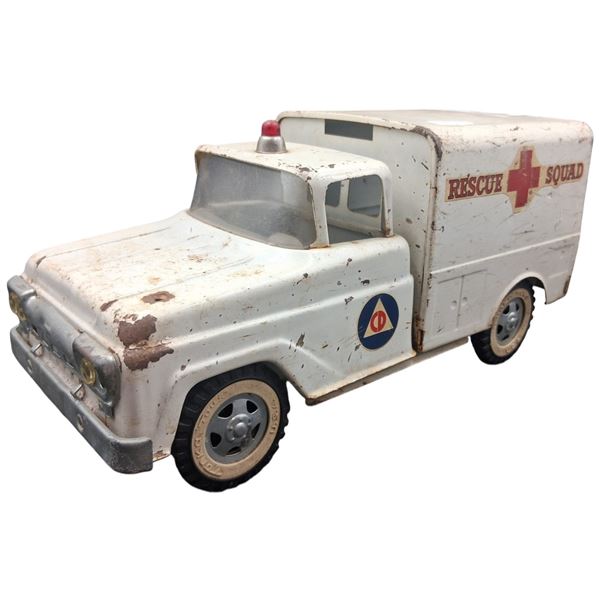 60s pressed steel Tonka Rescue Truck 13"