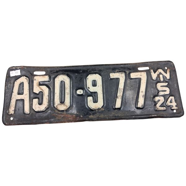Antique Wis 1924 license plate