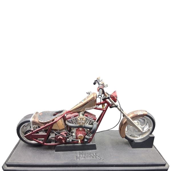 Vintage West Coast Choppers Jesse James Mexican copper chopper, base is 13"