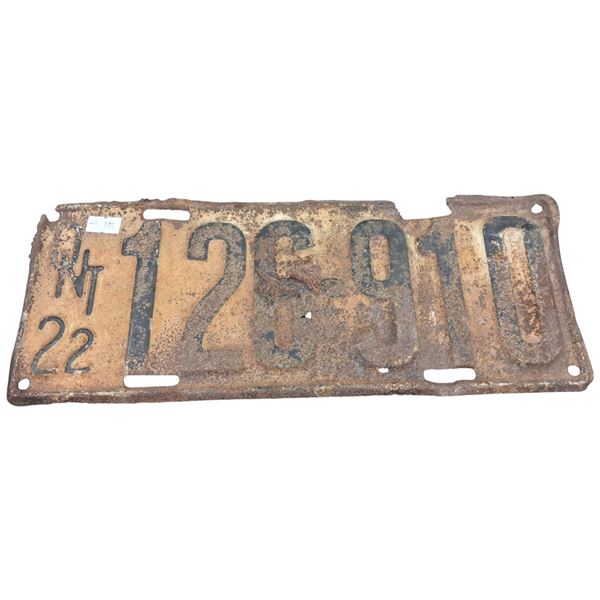 Antique 1922 Ontario license plate