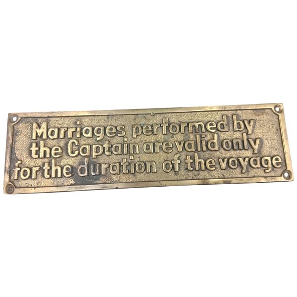 Vintage brass plaque 10"x3"