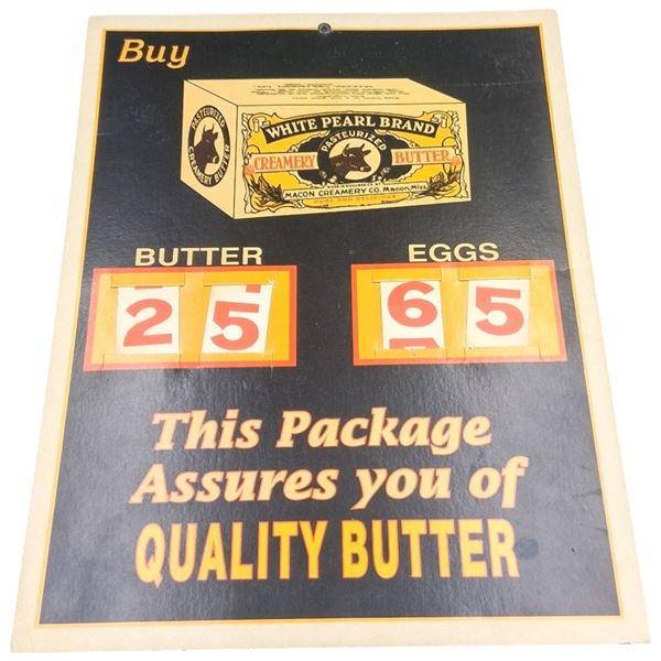 Vintage grocery calendar reminder, "White Pearl Bread" 14"x8"