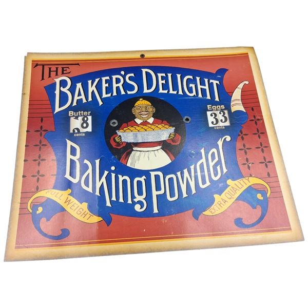 Vintage grocery calendar reminder, "Bakers Delight" 14"x12"