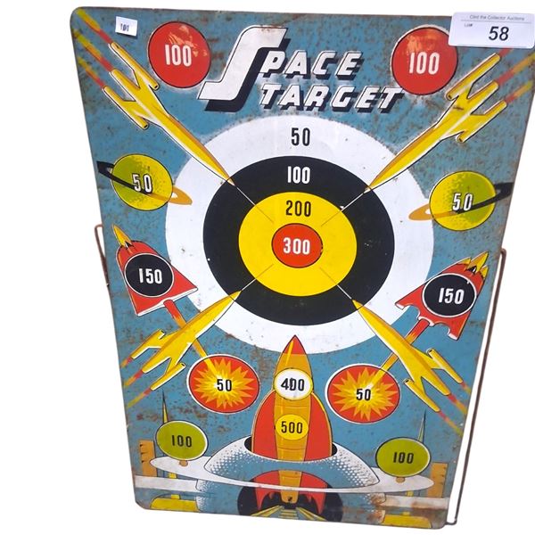 Vintage tin litho Space Target game board/sign 23"x15"