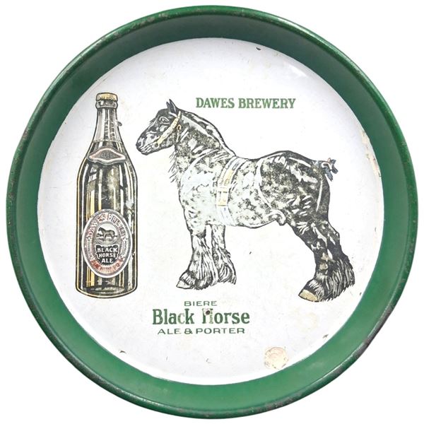 Vintage Dawes Black Horse Ale porcelain beer tray 14"