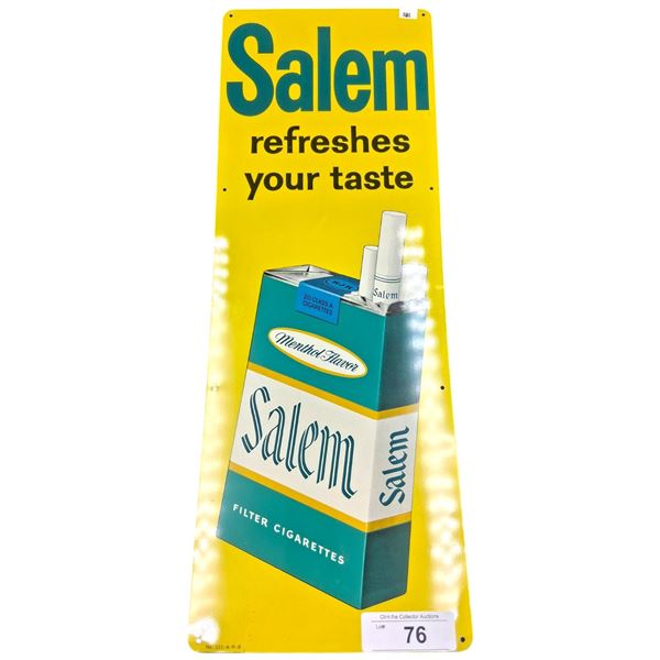 Very clean 60s Salem advertising tin sign 22"x8"