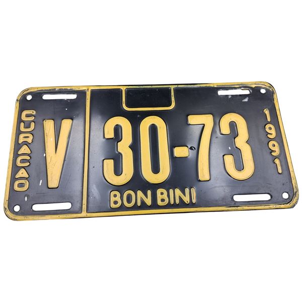 Vintage Curacao license plate