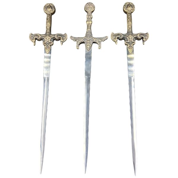 3 miniature metal swords 10.5"