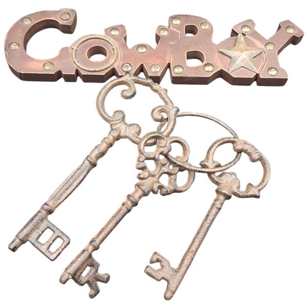 Skeleton keys on ring plus Cowboy sign