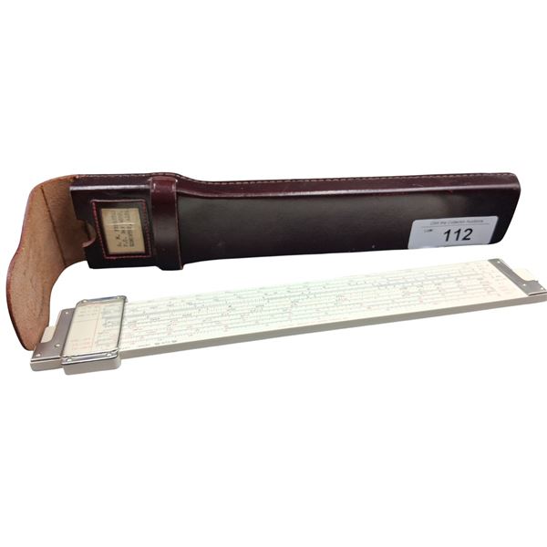 Beautiful vintage slide rule in leather case 13"