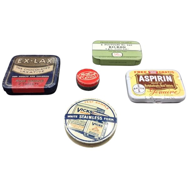 Collection of vintage sundries tins inc Aspirin Exlax
