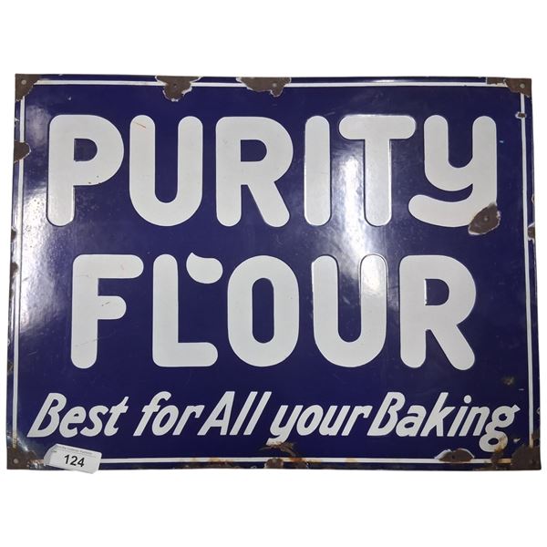 Vintage original porcelain Purity Flour steel sign 24"x18"