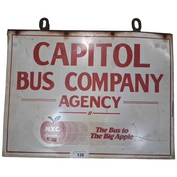 Vintage metal Capitol Bus Company Big Apple sign 24"x18"