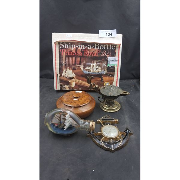 Collectable nautical lot inc thermometer, model kit etc