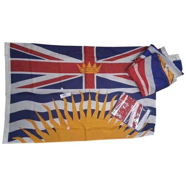 3 BC flags, largest is 70"x36"