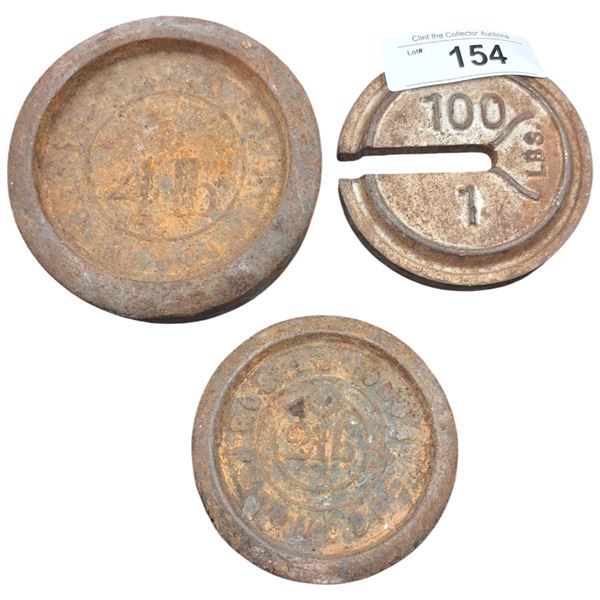 3 antique scale weights