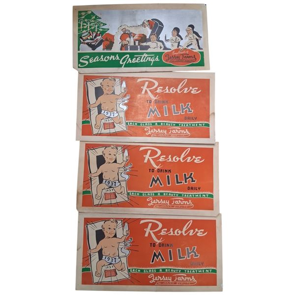 4 vintage cardboard advertising signs 1937 21"x11"