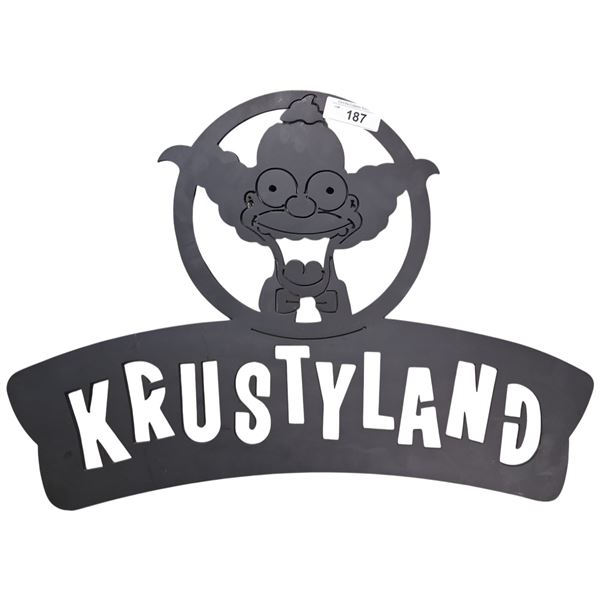 Metal die cut Krustyland sign 27"x19"