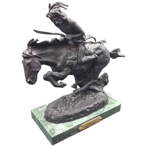 Heavy Bronze Frederick Remington statue, "Cheyenne" 9" tall