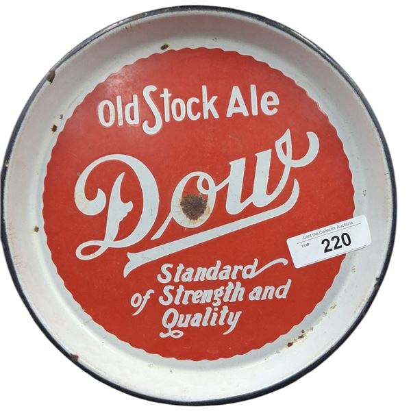 Vintage porcelain Dow Ale beer tray 11"