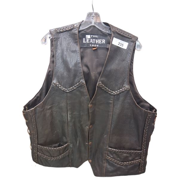 High quality leather biker vest XXL