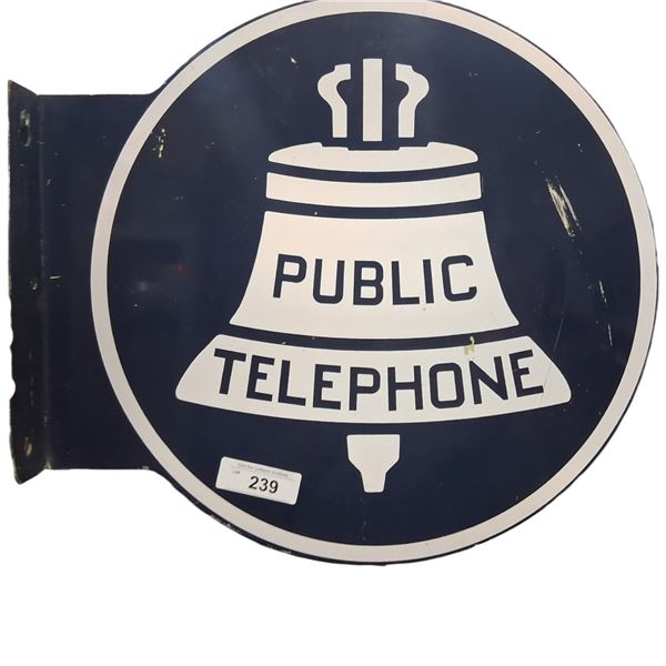 Nice metal "Public Telephone" flange sign 20"