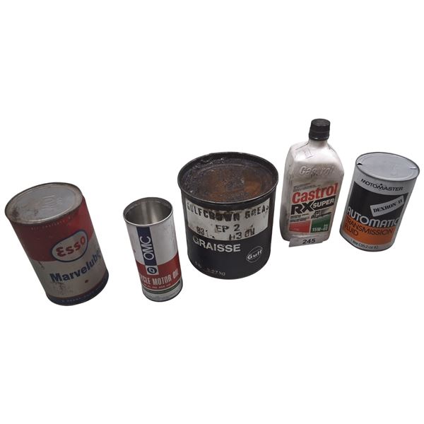 Collection of oil tins