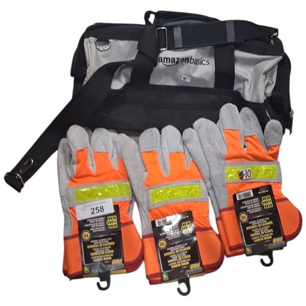 Tool bag and 3 pairs of welding gloves
