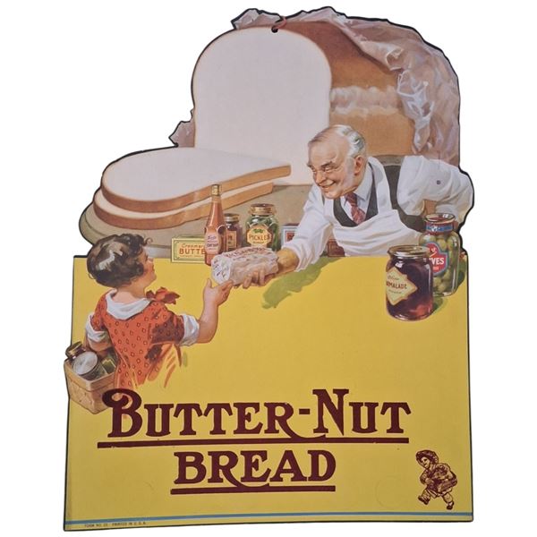 Vintage cardboard butternut bread ad 13"x10"