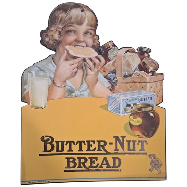 Vintage cardboard butternut bread ad 13"x10"