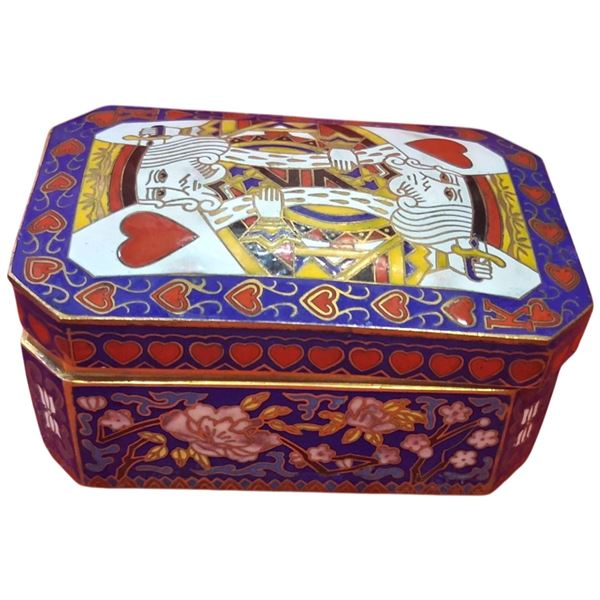 Beautiful enameled playing card box 4"