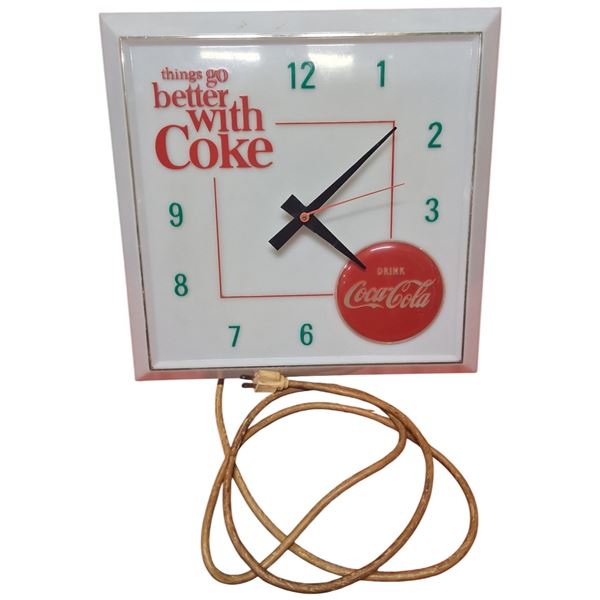 Vintage Coke light up clock, tested works 17"x16"