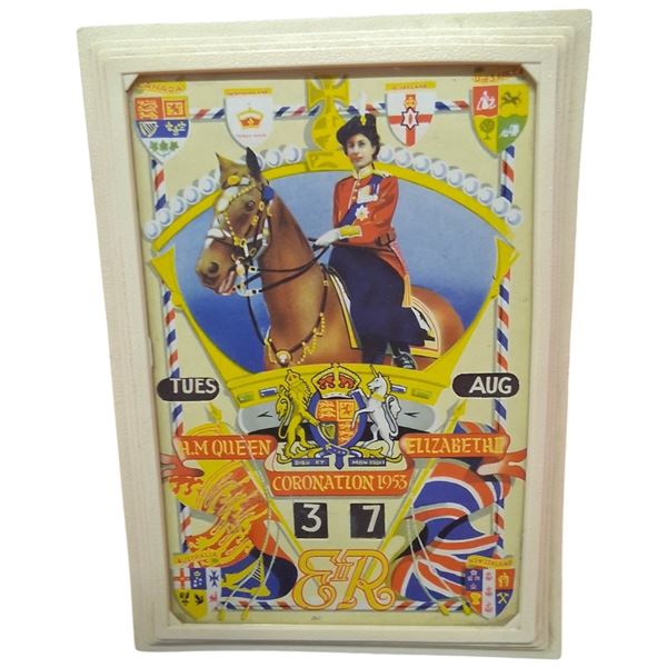Vintage framed Queen Elizabeth 1953 coronation calendar 7"x5"