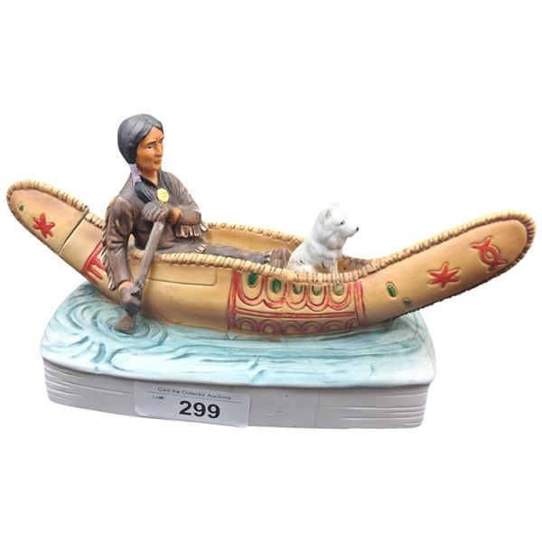 Indigenous canoe whisky decanter (been repaired) 12"