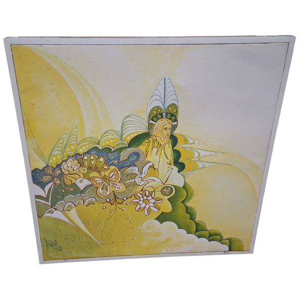 Large framed painting on canvas 35"x35"