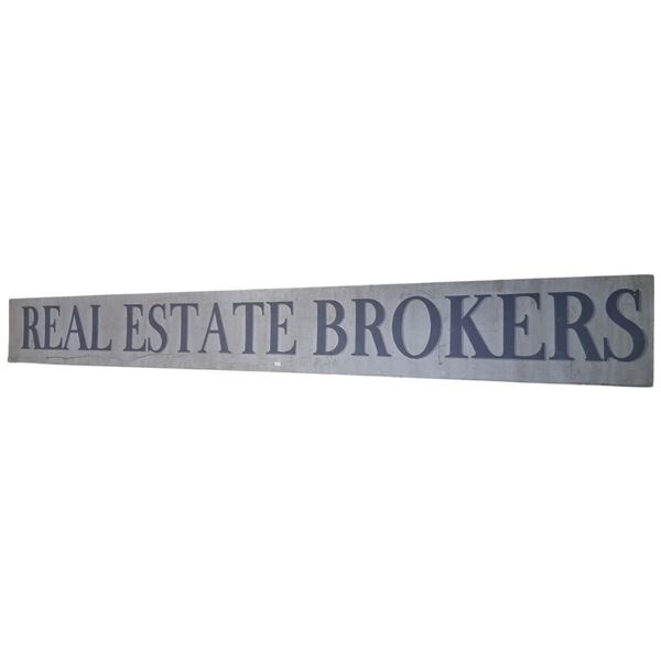 Large vintage Real Estate Brokers wooden sign 96"x11"