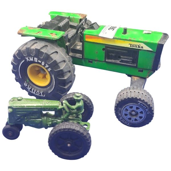 Vintage Tonka tractor 10" and die cast tractor 5"