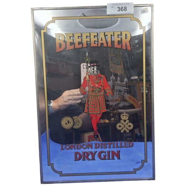 Vintage Beefeater Gin bar mirror 18"x12"