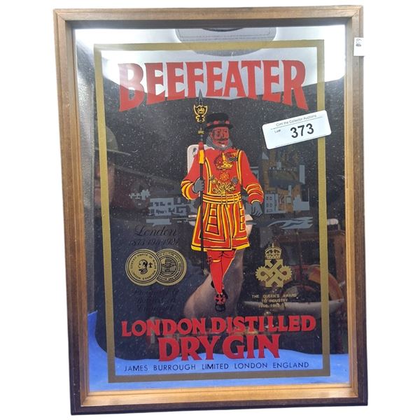 Vintage Beefeater Dry Gin bar mirror 16"x12"