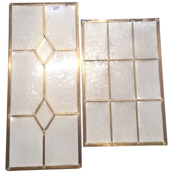 2 leaded glass panels 26"x11" & 20"x12"