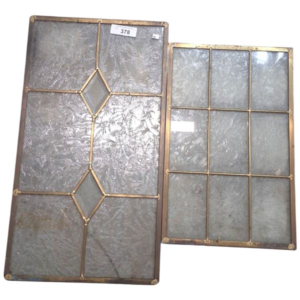 2 leaded glass panels 26"x11" & 20"x12"
