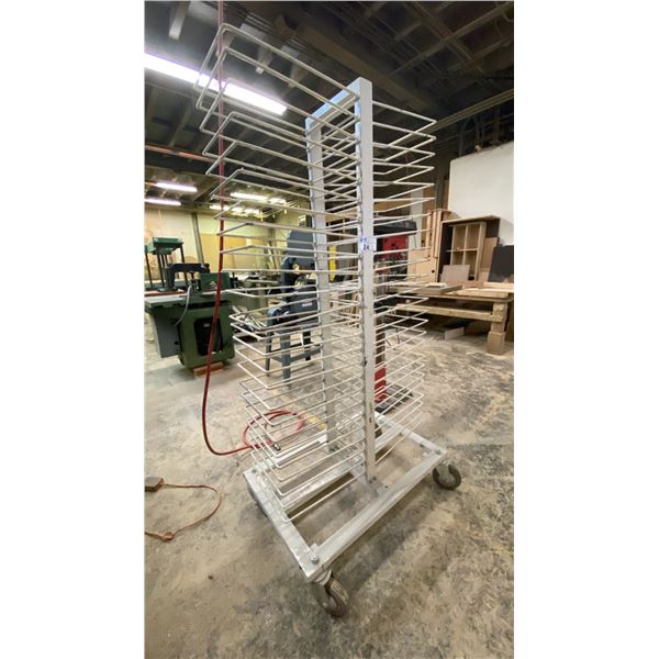 WHITE MOBILE MATERIAL RACK APPROX 38"W X 25"D X 74"H