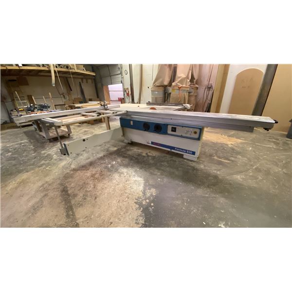 MINI MAX FORMULA S30 INDUSTRIAL SLIDING SAW & SMALL CABINET WITH EXTRA BLADES & TOOLS