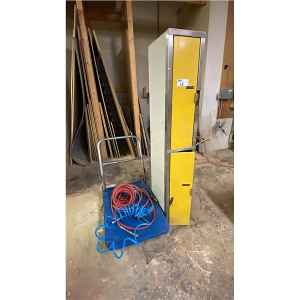 FOLDING METAL PLATFORM DOLLY, ASSORTED AIR LINES & SMALL LOCKER UNIT