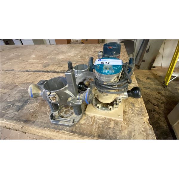 BOSCH & MAKITA ELECTRIC ROUTERS WITH ATTACHMENTS *CORDS NEED REPAIR*