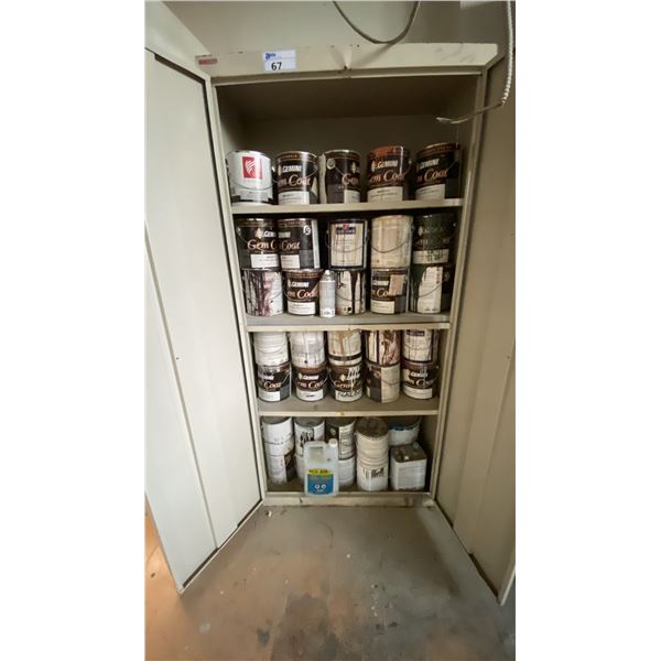 METAL 2 DOOR CONSUMABLES CABINET WITH ASSORTED PAINT CONTENTS