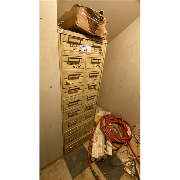 METAL MULTI DRAWER CABINET WITH ASSORTED DRAWER HARDWARE