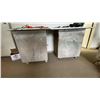 Image 1 : 2 WOODEN MOBILE SHOP TABLES *CONTENTS NOT INCLUDED*