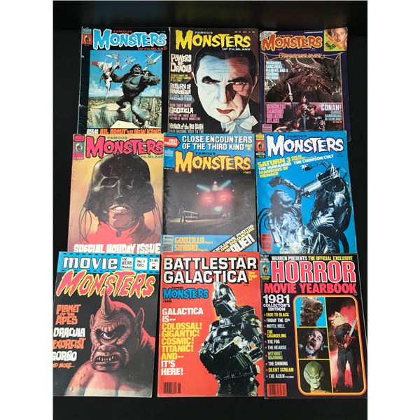 LOT OF 9 VINTAGE HORROR MOVIE MAGAZINES