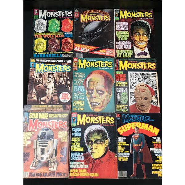 LOT OF 9 FAMOUS MONSTERS MAGAZINES